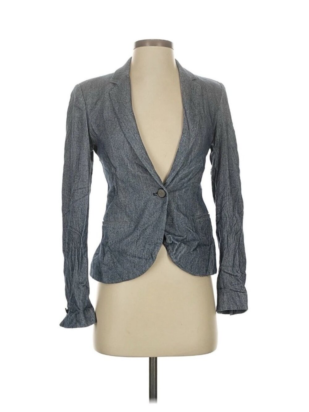 Zara Basic Gray Fitted Blazer Jacket Size S Tailored One Button Career Chic
